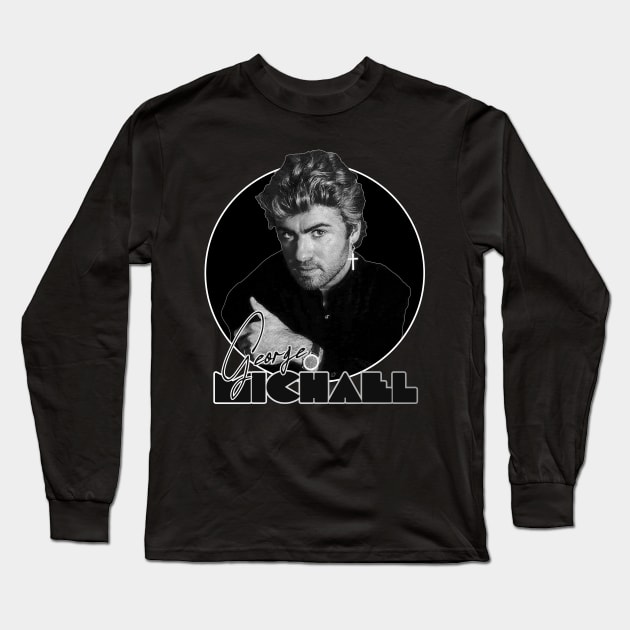 Retro George Michael 80s Icon Tribute Long Sleeve T-Shirt by darklordpug